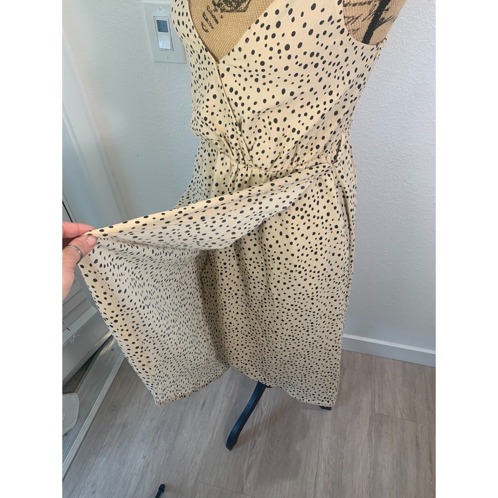 (H-229) JOAH Women's Polka Dot Midi Dress‎ Beige Black Sleeveless Size S - Picture 6 of 8